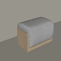 Minimalist Wooden Frame Stool with Gray Fabric Cushion and Modern Design