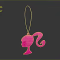 Pink Female Silhouette Charm With Silver Loop For Clothing Accessories