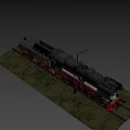 Vintage Black And Red Steam Train On Railway Track With Gravel Ground
