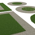 Innovative Garden Flower Bed Landscaping Featuring Circular And Rectangular Grass Patches 3d model