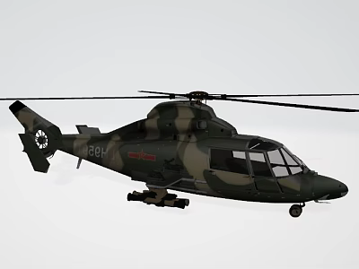 Military Helicopter With Camouflage Paint And Weapons 3d model