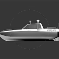 Police Modern Black and White Patrol Boat Watercraft With Cockpit Design