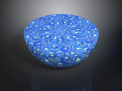 Blue Glass Bowl With White And Yellow Spots Spiral Design Circular Shape 3d model