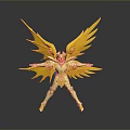 Yellow Winged Angelic Toy Figure With Open Arms And Shiny Armor