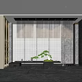 Luxurious Modern Hotel Lobby Interior With Cloud Chandelier And Green Pine Decor