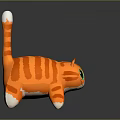 Orange Striped Cat Plush Toy With Big Green Eyes White Tipped Tail And White Paws