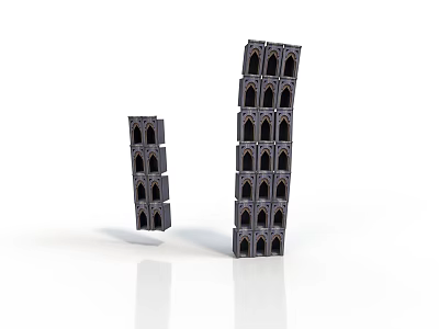 Arched Stacked Building Structures With Two Different Heights And Dark Material Design 3d model