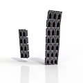 Arched Stacked Building Structures With Two Different Heights And Dark Material Design