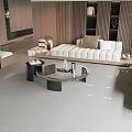 Spacious Modern Living Room Interior With White Sofa Wooden Elements And Floor to Ceiling Windows