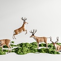 Sika deer Reindeer Micro-terrain moss 3d model