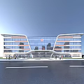 Modern Hospital Building Exterior With Glass Curtain Walls And Multi Story Structure Design