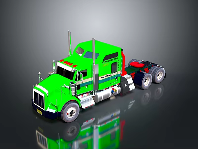 Green Truck Cab With Modern Design Reflective Surface And Sleek Appearance 3d model
