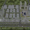 Modern Industrial Factory Layout With Green Surroundings And Road Facilities