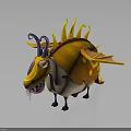 Cartoon Fantasy Creature Featuring Yellow Dragon Head Sharp Fangs Beige Body And Orange Flame Wings