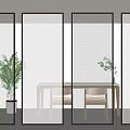 Glass partition screen 3d model