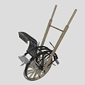 Decorative Vintage Wooden Wheelbarrow Garden Ornament with Black Components and Wheel