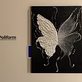 Abstract Butterfly Painting By Poliform With White Black Design For Wall Decor
