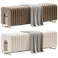 Light Gray Dark Brown Sofa Bench Vertical Tufted Design Gold Metal Legs Gray Throw Blanket