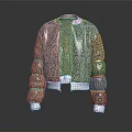 Stylish Jacket With Intricate Beige And Gold Patterns White Cuffs And Collar Design