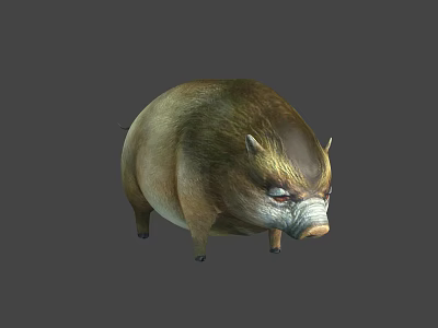 Realistic Chubby Wild Boar Character With Brown Fur White Facial Markings And Fierce Eyes 3d model