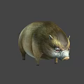 Realistic Chubby Wild Boar Character With Brown Fur White Facial Markings And Fierce Eyes