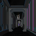 Modern KTV Interior With Neon Lights Mirrored Walls And Stylish Corridor Design