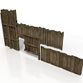 Rustic Wooden Fence Sections With Shelf And Plank Arrangement Design