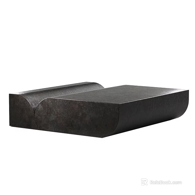 Modern Black Leather Coffee Table With Curved Design And Smooth Surface 3d model 