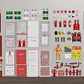 Assorted Fire Safety Equipment Collection Featuring Extinguishers Cabinets Hydrants And Signs 3d model