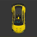 Yellow Sports Car With Black Roof Green Wheels And Rear Spoiler Design