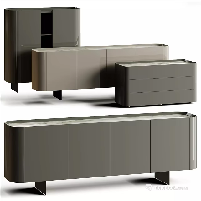 Modern Entryway Cabinet And Sideboard With Sleek Design And Storage Drawers 3d model 
