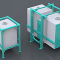 Dual Industrial Equipment Units With Green Support Frame White Container And Top Circular Opening