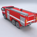 Red Fire Truck Functional Vehicle With Top Ladder And Multiple Wheels Design 3d model