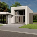 Modern single-family villa Simple architecture villa 3d model