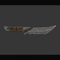 Vintage Metal Weapon Knife With Serrated Blade And Wooden Handle Design