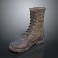 Worn Olive Green Military Boots With Lace Up Design And Durable Sole For Daily Use