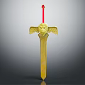 Golden Decorative Sword With Eagle Head Ornament And Red Top Handle