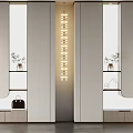 Sleek Modern Shoe Cabinet Design With White Storage Shelves Mirror Panels And LED Lights
