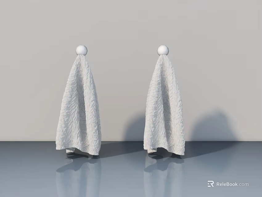 White Textured Swing Doors With Round Knobs In Minimalist Interior Design 3d model 