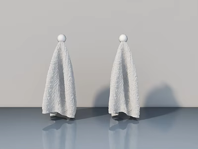 White Textured Swing Doors With Round Knobs In Minimalist Interior Design 3d model