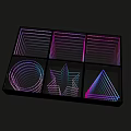 Abstract Geometric Commercial Display Equipment With Colorful Gradient Lines And Shapes