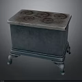 Vintage Green Kitchen Stove Featuring Five Circular Burners White Top And Four Legs