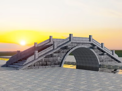 Chinese-style stone arch bridge 3d model