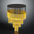 Modern Chandelier With Yellow Hanging Columns And Black Circular Top