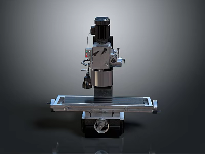 Industrial Precision Drill Milling Machine With Metal Worktable And Motor Base 3d model