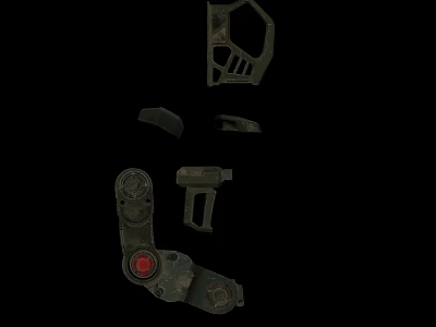 Disassembled Dark Colored Worn Mechanical Parts With Metallic Texture And Various Shapes 3d model