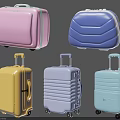 Vibrant Hard Shell Suitcases In Multiple Colors With Rolling Wheels And Handles 3d model