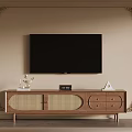 Elegant TV Wall Design With Wooden Panels And Decorative TV Stand
