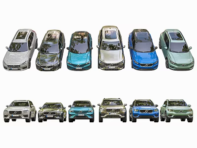 Various Colored SUV Cars Arranged in Two Rows with Different Exteriors 3d model