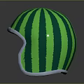 Watermelon Pattern Helmet With Green Black Stripes Red Interior And Metallic Edge 3d model